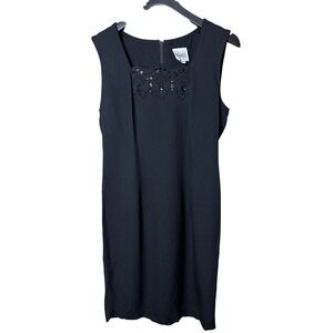 R&M‎ Richards Vintage Black Beaded Sequin Sheath Dress Size 10 Made in USA